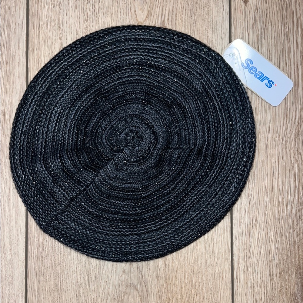 Sears Black and Gray Woven French Beret Hat